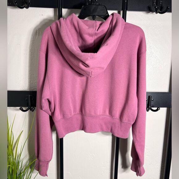 Abercrombie & Fitch cropped zip hoodie mauve Oversized Size Small - Picture 3 of 13